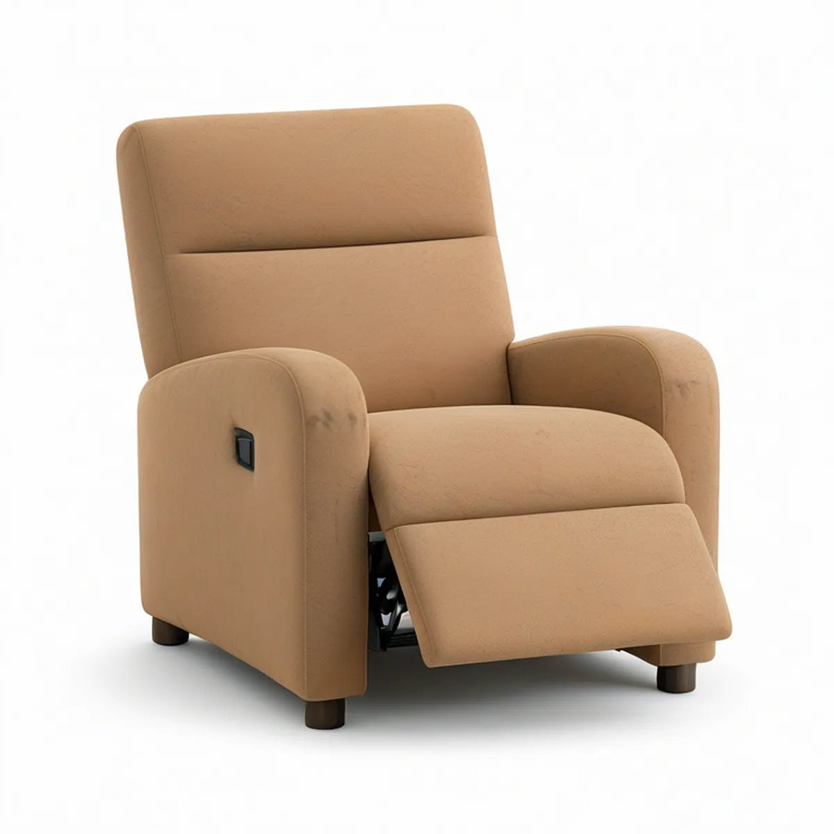 Poltrona Reclinável Manual em Veludo Bege 90 x 95 x 105 cm