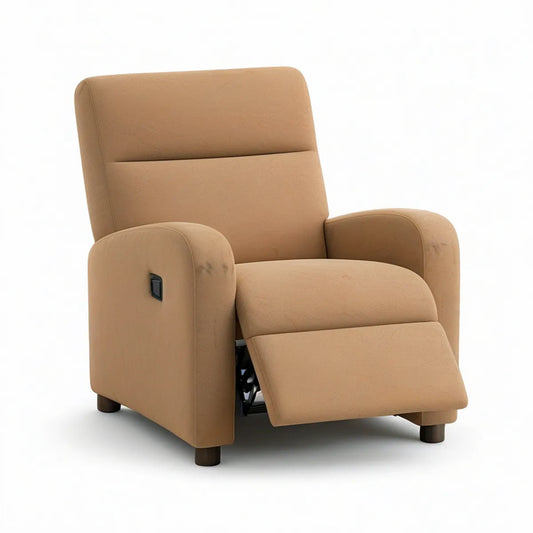 Poltrona Reclinável Manual em Veludo Bege 90 x 95 x 105 cm