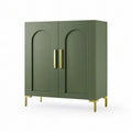 Aparador de Sala com 2 Portas em MDF Verde e Dourado 80 x 40 x 100 cm