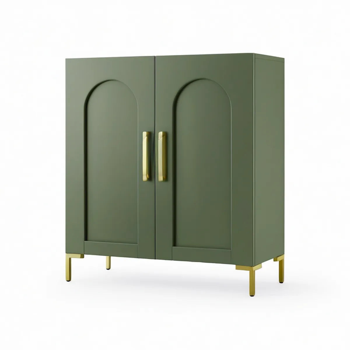 Aparador de Sala com 2 Portas em MDF Verde e Dourado 80 x 40 x 100 cm