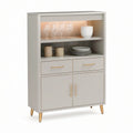 Aparador em MDF Cinzento-claro e Dourado com 2 Gavetas, 2 Portas e 2 Prateleiras, 80 x 40 x 120 cm