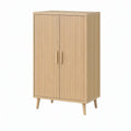 Aparador Alto em MDF Carvalho Natural com 2 Portas, 80 x 40 x 120 cm