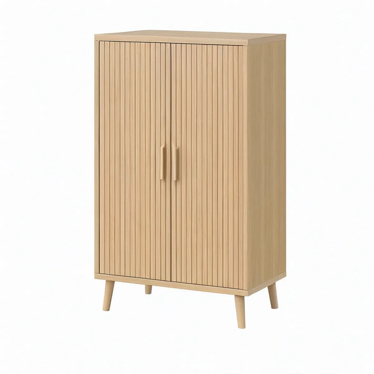Aparador Alto em MDF Carvalho Natural com 2 Portas, 80 x 40 x 120 cm