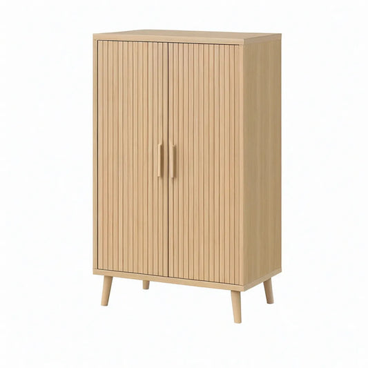 Aparador Alto em MDF Carvalho Natural com 2 Portas, 80 x 40 x 120 cm