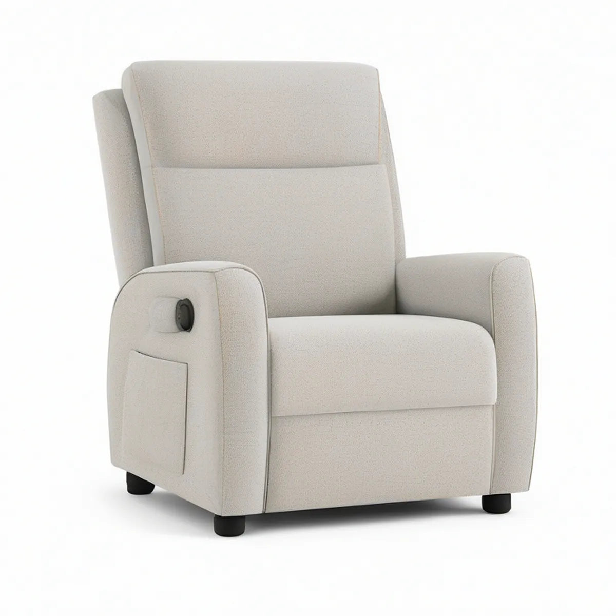 Poltrona Reclinável Manual em Poliéster Creme com Apoio para Pés, 82 x 92 x 103 cm