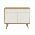 Aparador Retangular em MDF Branco e Carvalho Claro, 120 x 40 x 90 cm