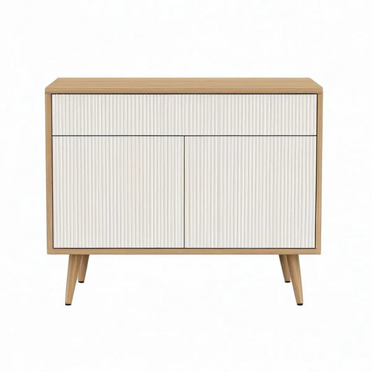 Aparador Retangular em MDF Branco e Carvalho Claro, 120 x 40 x 90 cm