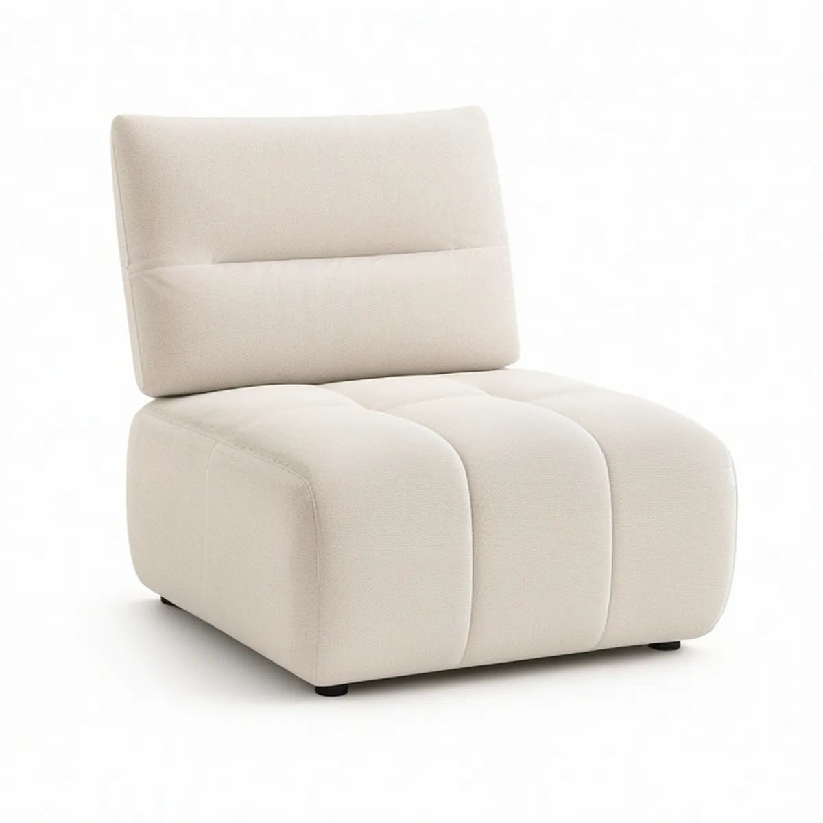 Poltrona Estofada Sem Braços em Poliéster Creme 75 x 85 x 78 cm