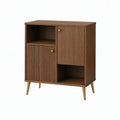 Aparador em MDF Laminado Nogueira com 2 Portas e 2 Nichos, 80 x 40 x 100 cm