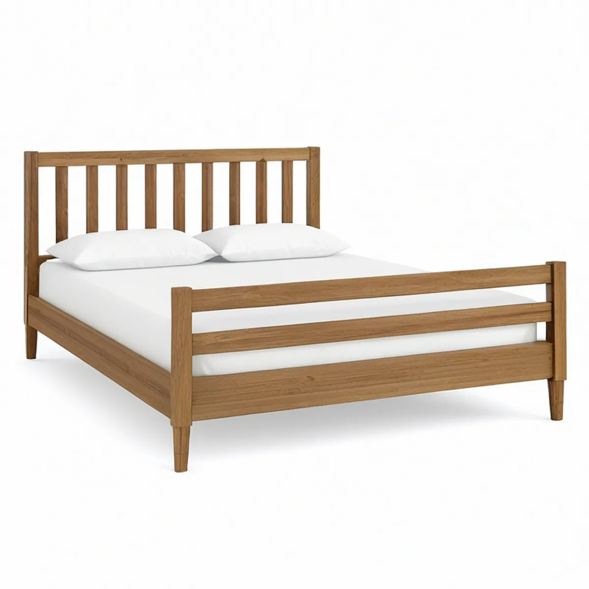 Cama de Casal em Madeira Maciça de Carvalho Castanho Natural 160 x 200 cm