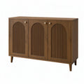Aparador em MDF Castanho Nogueira com 3 Portas Caneladas, 120 x 40 x 80 cm